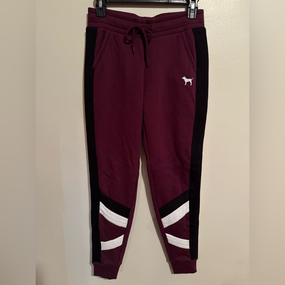 VS PINK Maroon Colorblock Joggers